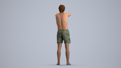 realistic 3D man pool, scanned archviz people for Blender and 3ds Max, front view render