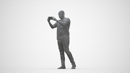 realistic 3D man casual standing, scanned archviz people for Blender and 3ds Max, wireframe back view