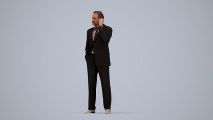 photogrammetry 3D man business standing, realistic human model archviz FBX, top-down view render