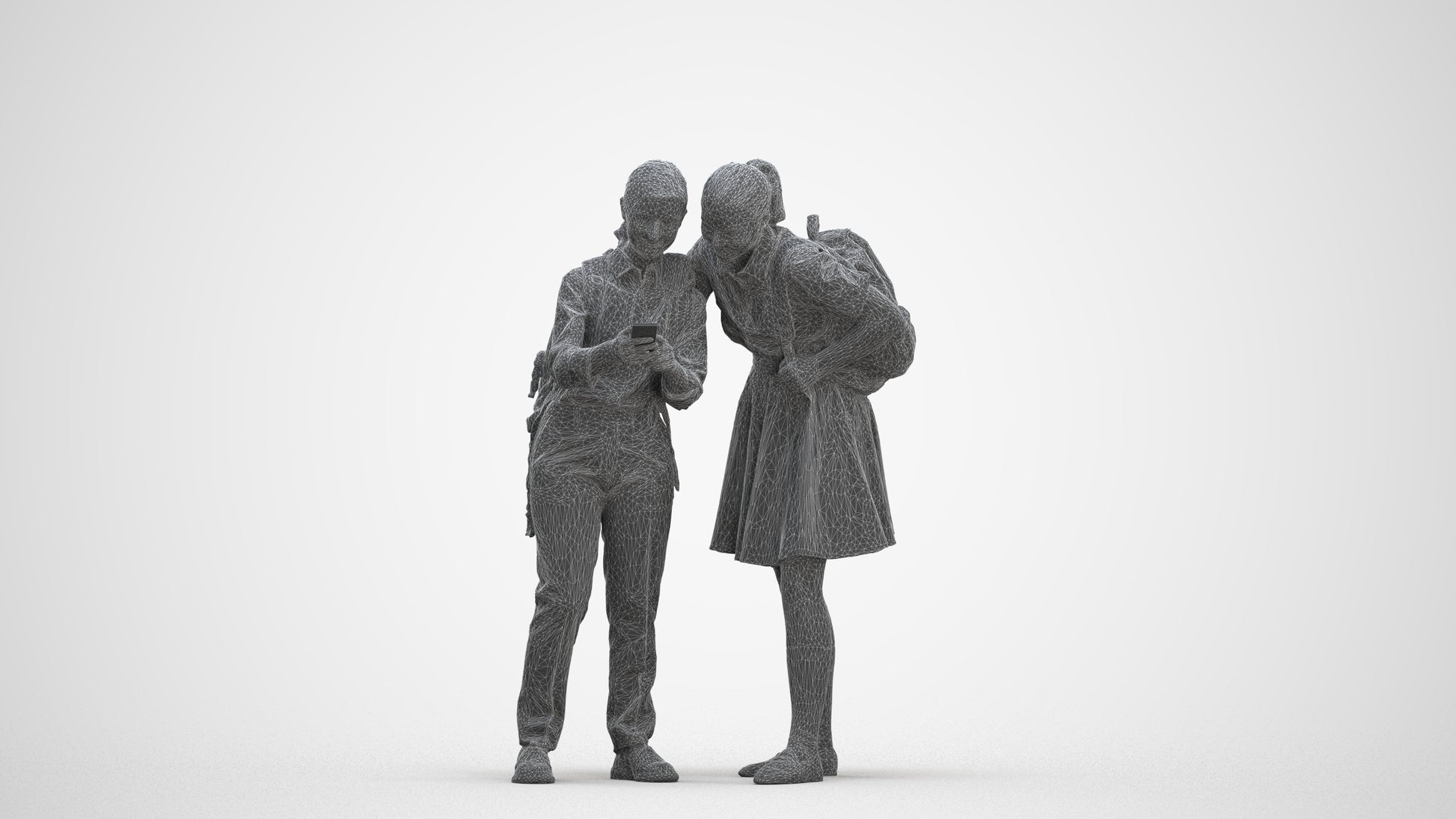 realistic 3D girl kids, scanned archviz people for Blender and 3ds Max, three-quarter front view render