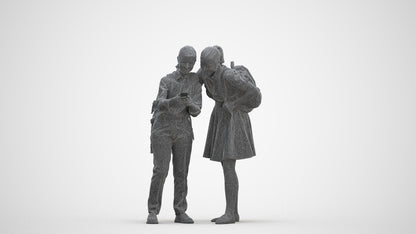 realistic 3D girl kids, scanned archviz people for Blender and 3ds Max, three-quarter front view render