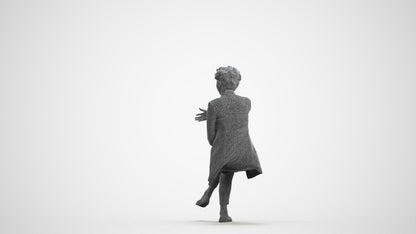 photogrammetry 3D woman business sitting, realistic human model archviz FBX, wireframe front view