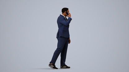 realistic 3D man business standing, scanned archviz people for Blender and 3ds Max, side view render