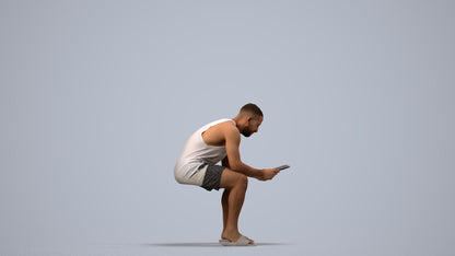 realistic 3D people man casual sitting, render-ready for V-Ray and Corona, FBX OBJ, side view render