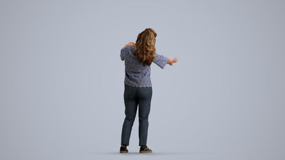 realistic 3D woman casual standing, scanned archviz people for Blender and 3ds Max, front view render
