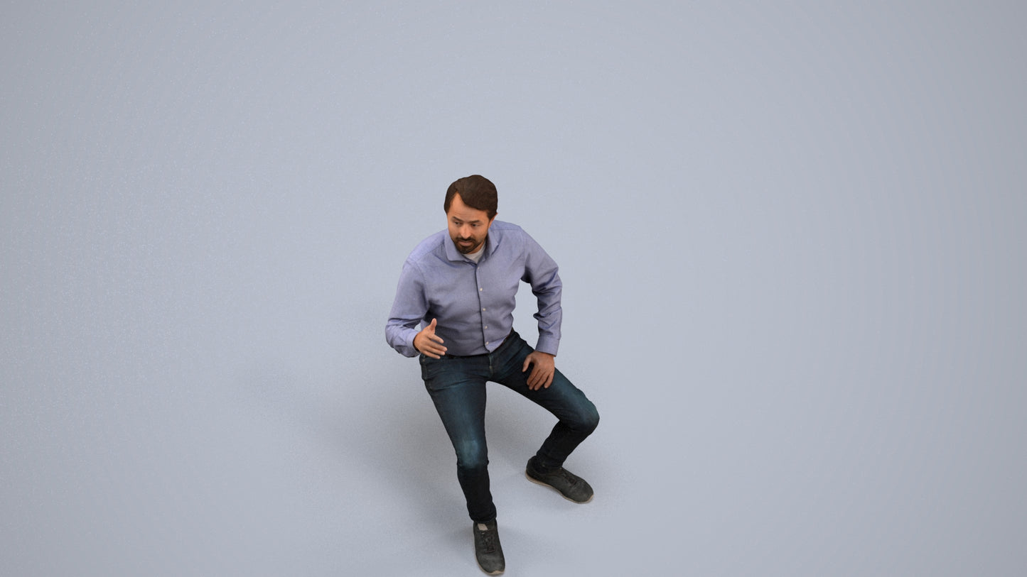 realistic 3D man business sitting, scanned archviz people for Blender and 3ds Max, back view render