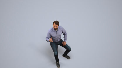 realistic 3D man business sitting, scanned archviz people for Blender and 3ds Max, back view render
