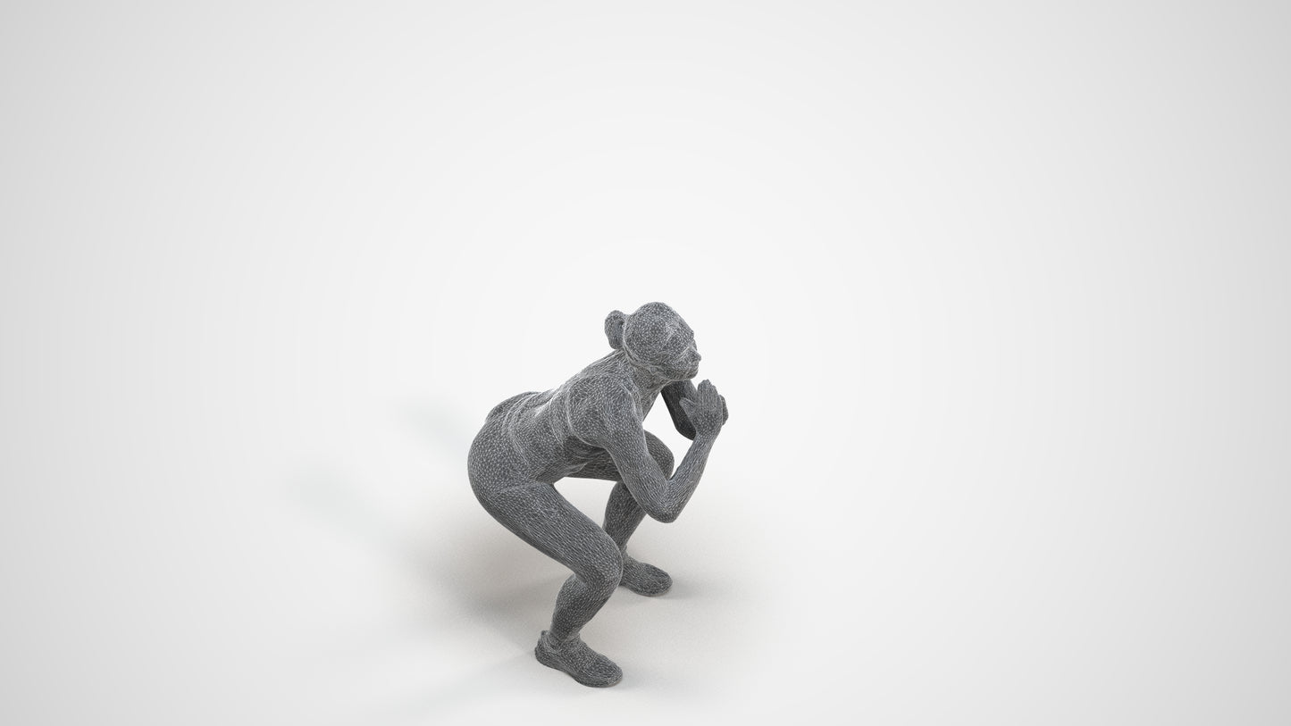 realistic 3D people woman sport, render-ready for V-Ray and Corona, FBX OBJ, wireframe three-quarter view