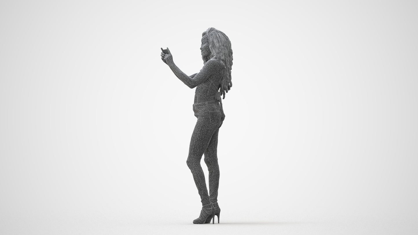realistic 3D woman casual standing, scanned archviz people for Blender and 3ds Max, square thumbnail