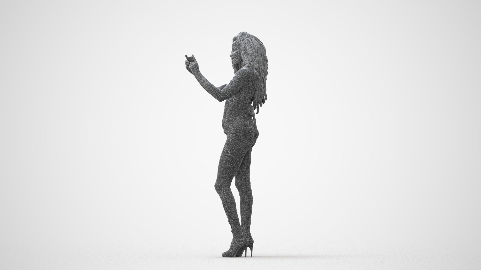 realistic 3D woman casual standing, scanned archviz people for Blender and 3ds Max, square thumbnail