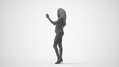 realistic 3D woman casual standing, scanned archviz people for Blender and 3ds Max, square thumbnail