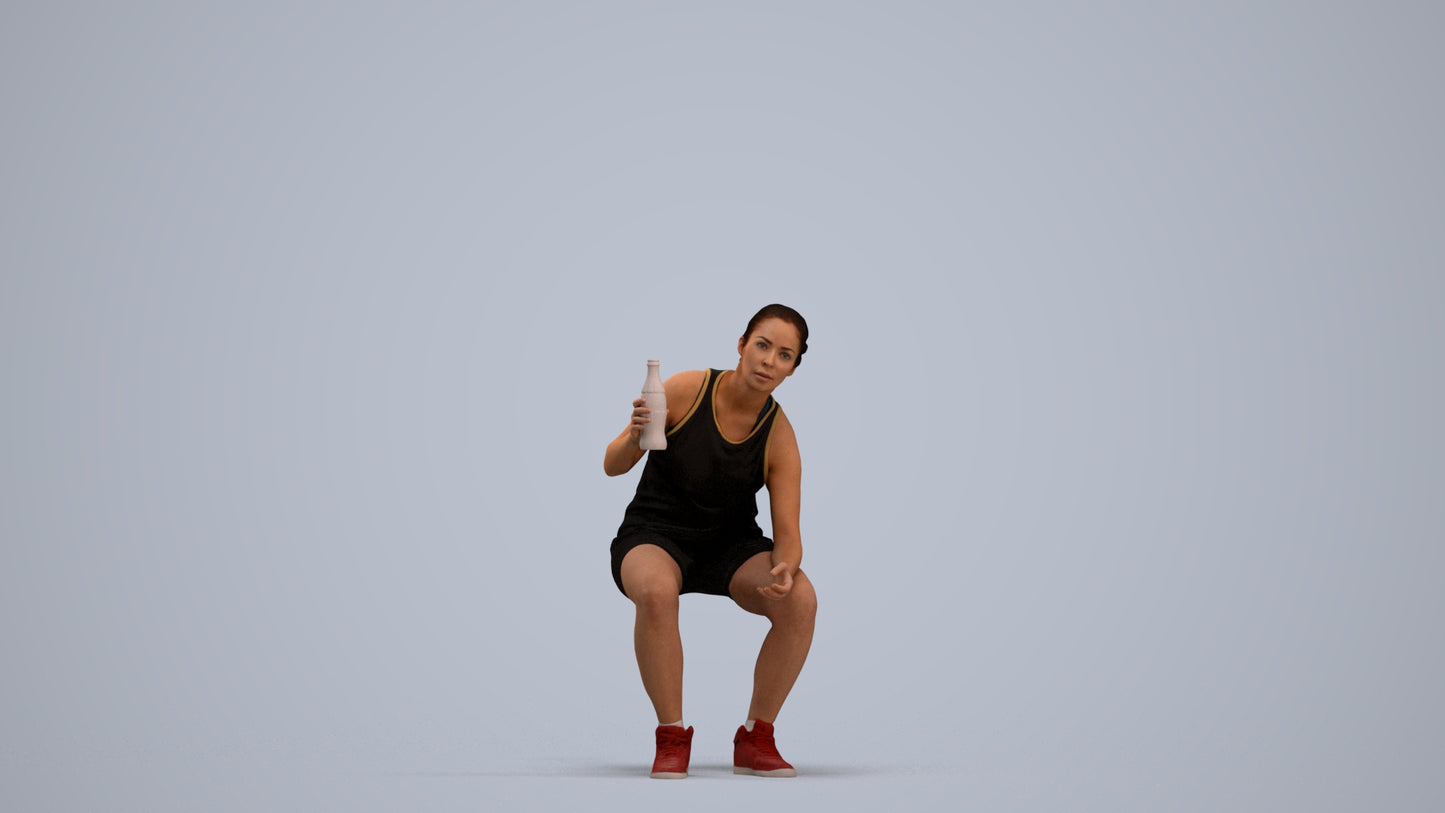 photogrammetry 3D woman sport, realistic human model archviz FBX, standing pose render
