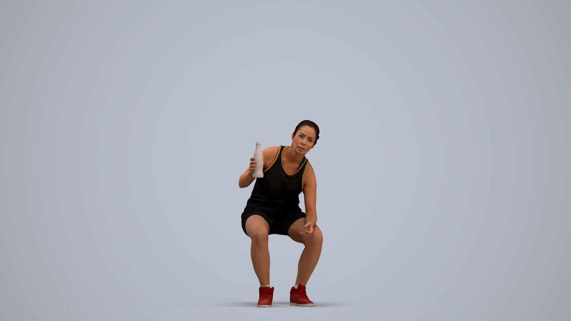 photogrammetry 3D woman sport, realistic human model archviz FBX, standing pose render