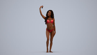 3D people model woman pool, scanned human for 3ds Max rendering, standing pose render