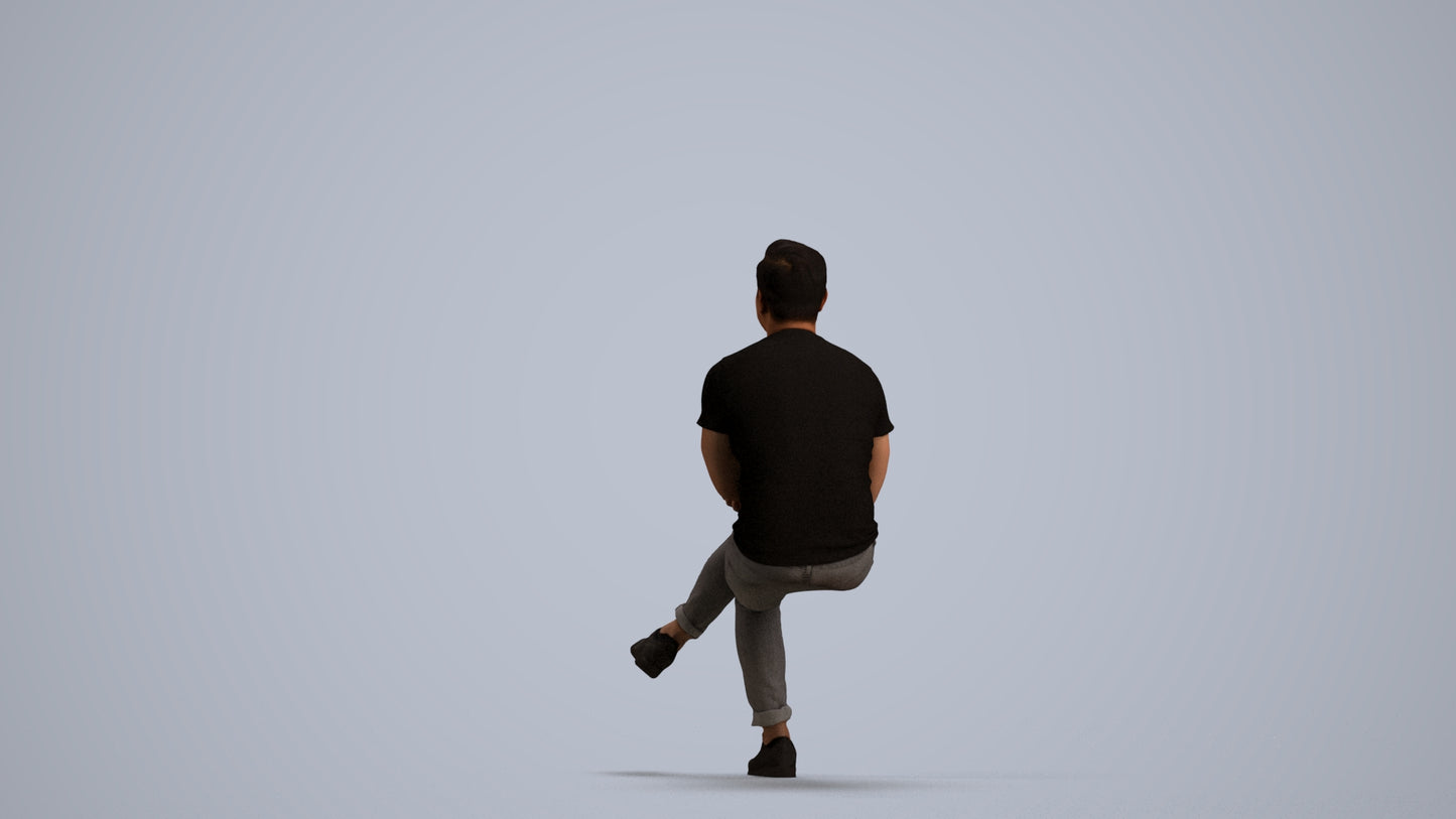 realistic 3D people man casual sitting, render-ready for V-Ray and Corona, FBX OBJ, front view render