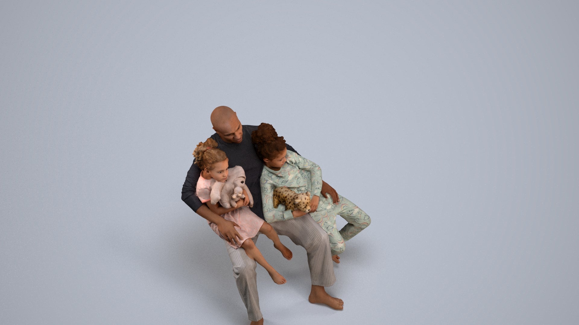 realistic 3D people girl kids, render-ready for V-Ray and Corona, FBX OBJ, back view render