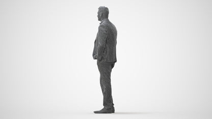 realistic 3D man business standing, scanned archviz people for Blender and 3ds Max, square thumbnail