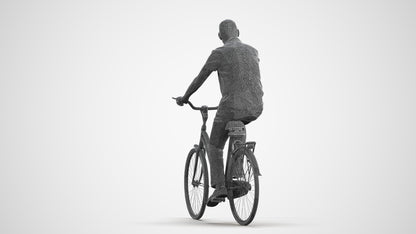 photogrammetry 3D senior man casual cycling, realistic human model archviz FBX, wireframe front view