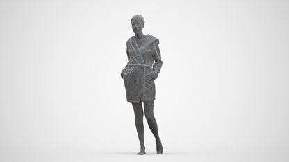 realistic 3D woman bathroom, scanned archviz people for Blender and 3ds Max, three-quarter front view render