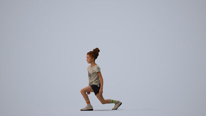 realistic 3D girl casual kids, scanned archviz people for Blender and 3ds Max, three-quarter view render