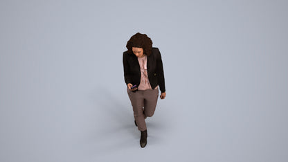 realistic 3D woman business walking, scanned archviz people for Blender and 3ds Max, back view render