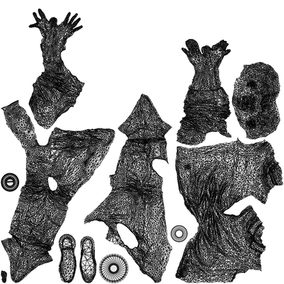 scanned 3D man casual sitting, photogrammetry people for Enscape and V-Ray, wireframe top-down view