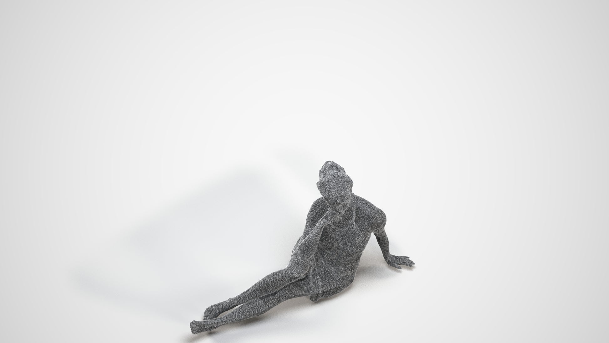 realistic 3D human woman pool, archviz people FBX OBJ for Blender, wireframe three-quarter view