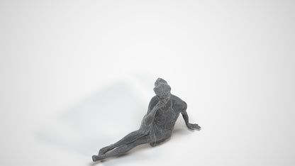 realistic 3D human woman pool, archviz people FBX OBJ for Blender, wireframe three-quarter view