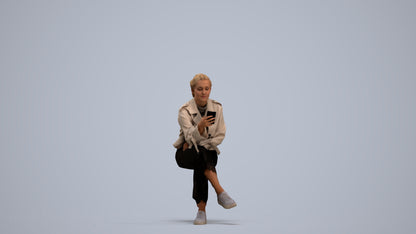 photogrammetry 3D woman casual sitting, realistic human model archviz FBX, standing pose render