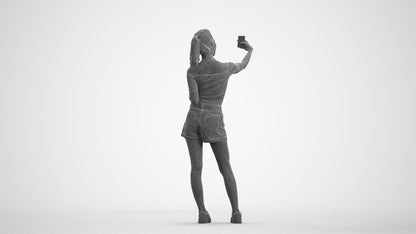 photogrammetry 3D woman casual standing, realistic human model archviz FBX, wireframe front view