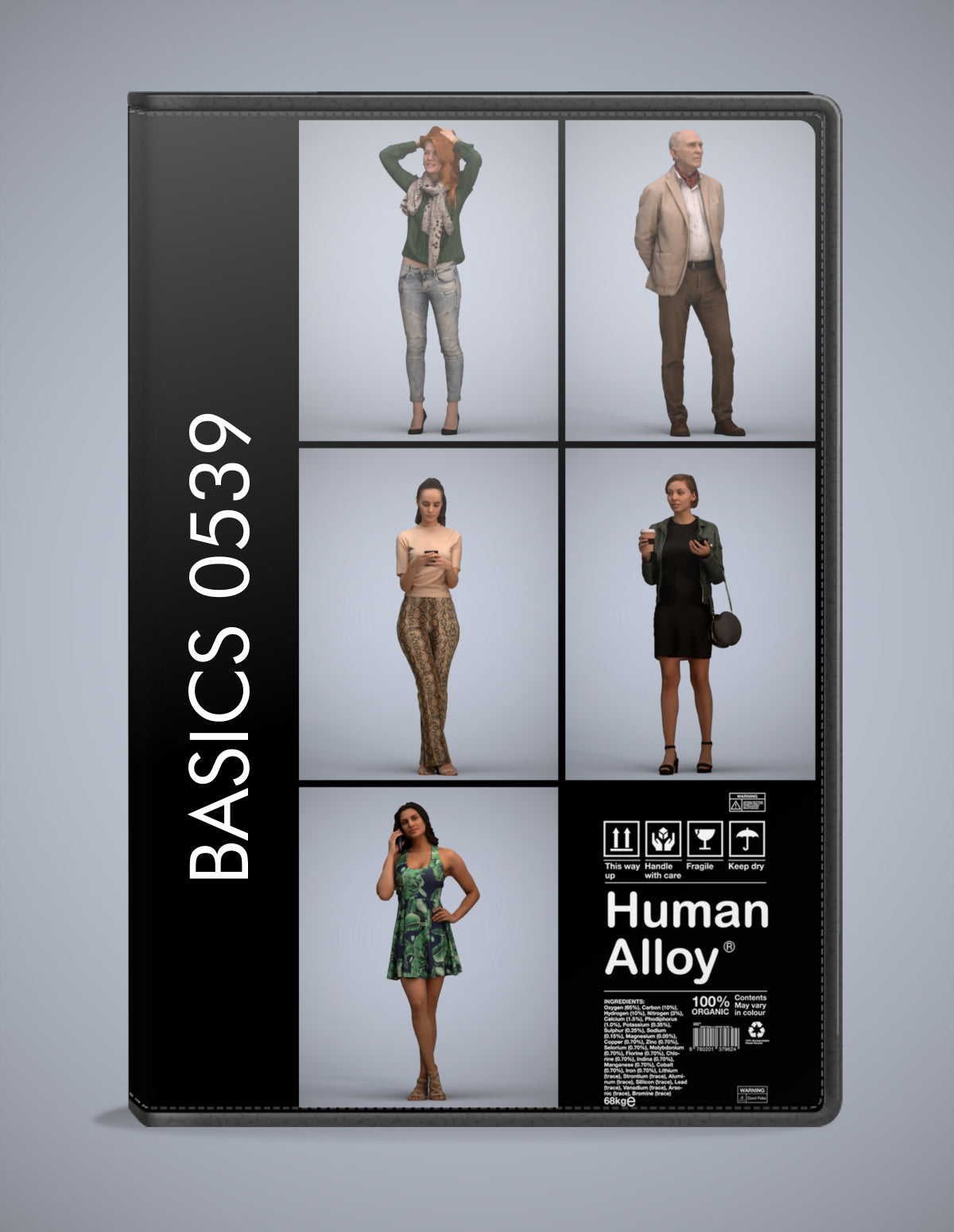 3D people models standing bundle, 5 scanned humans for 3ds Max rendering