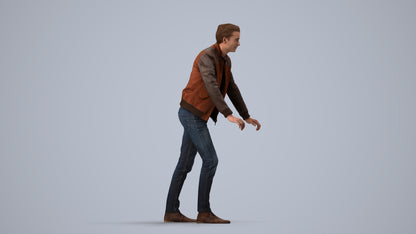 realistic 3D man casual walking, scanned archviz people for Blender and 3ds Max, side view render