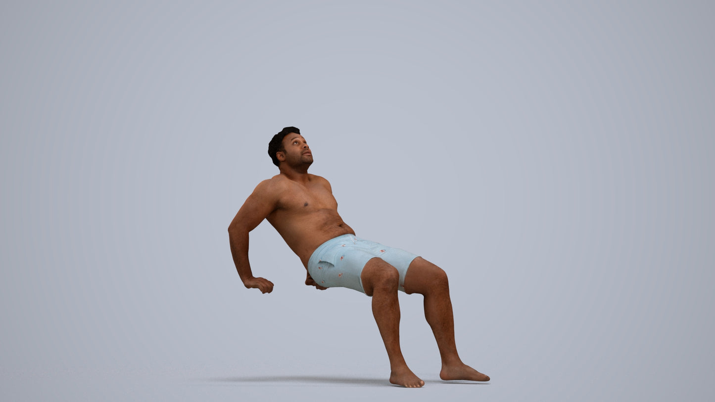 realistic 3D human man pool, archviz people FBX OBJ for Blender, standing pose render