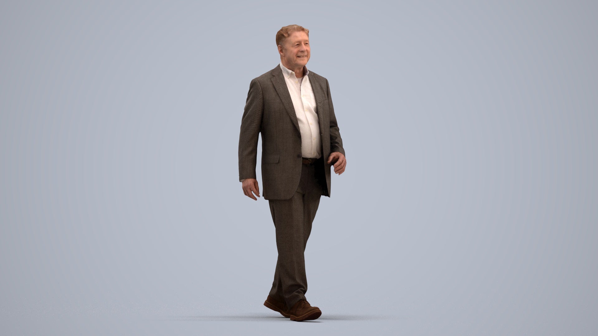 realistic 3D senior man business standing, scanned archviz people for Blender and 3ds Max, standing pose render