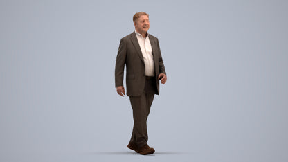 realistic 3D senior man business standing, scanned archviz people for Blender and 3ds Max, standing pose render
