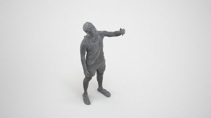 photogrammetry 3D man casual standing, realistic human model archviz FBX, wireframe three-quarter view
