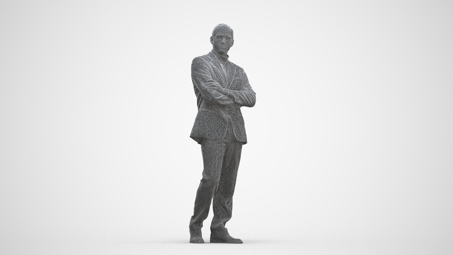 realistic 3D people man business, render-ready for V-Ray and Corona, FBX OBJ, three-quarter front view render