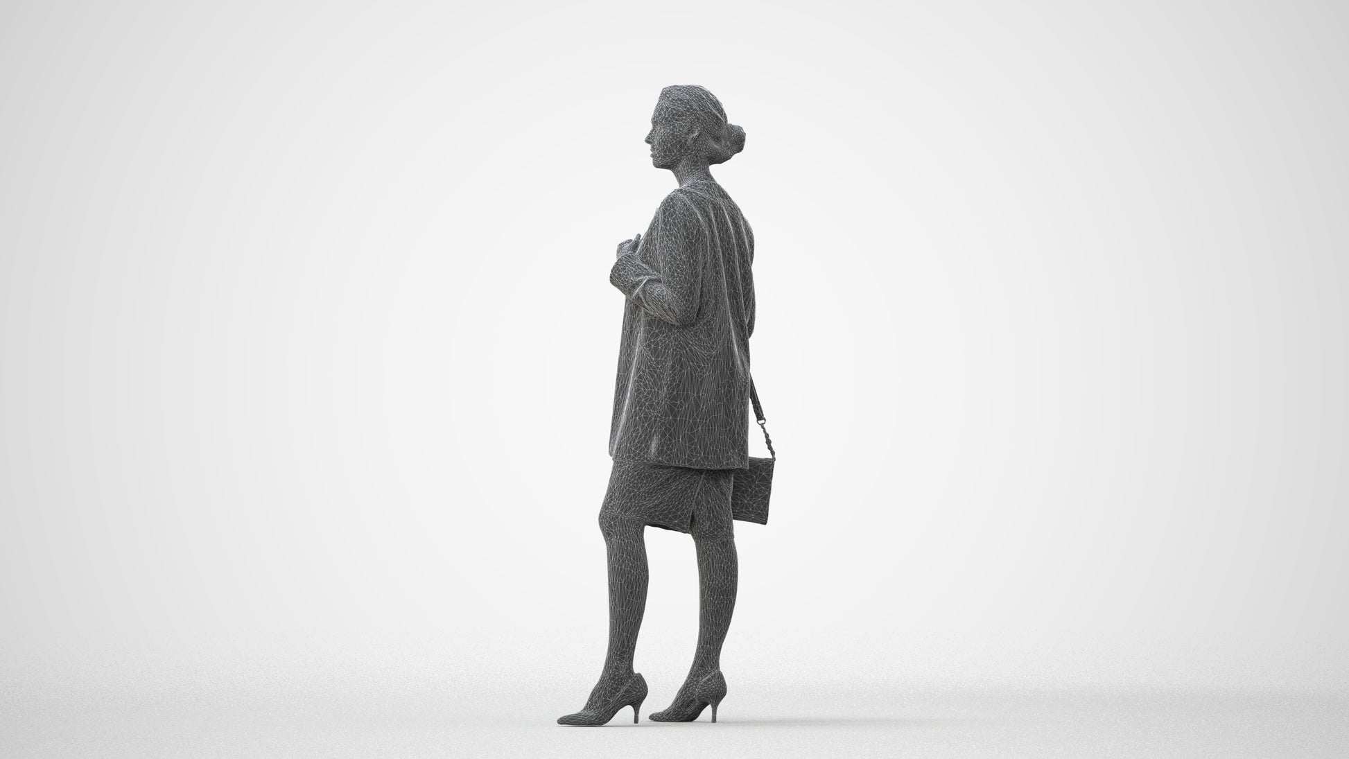 3D scanned woman standing casual, photorealistic archviz people for Enscape and SketchUp, square thumbnail