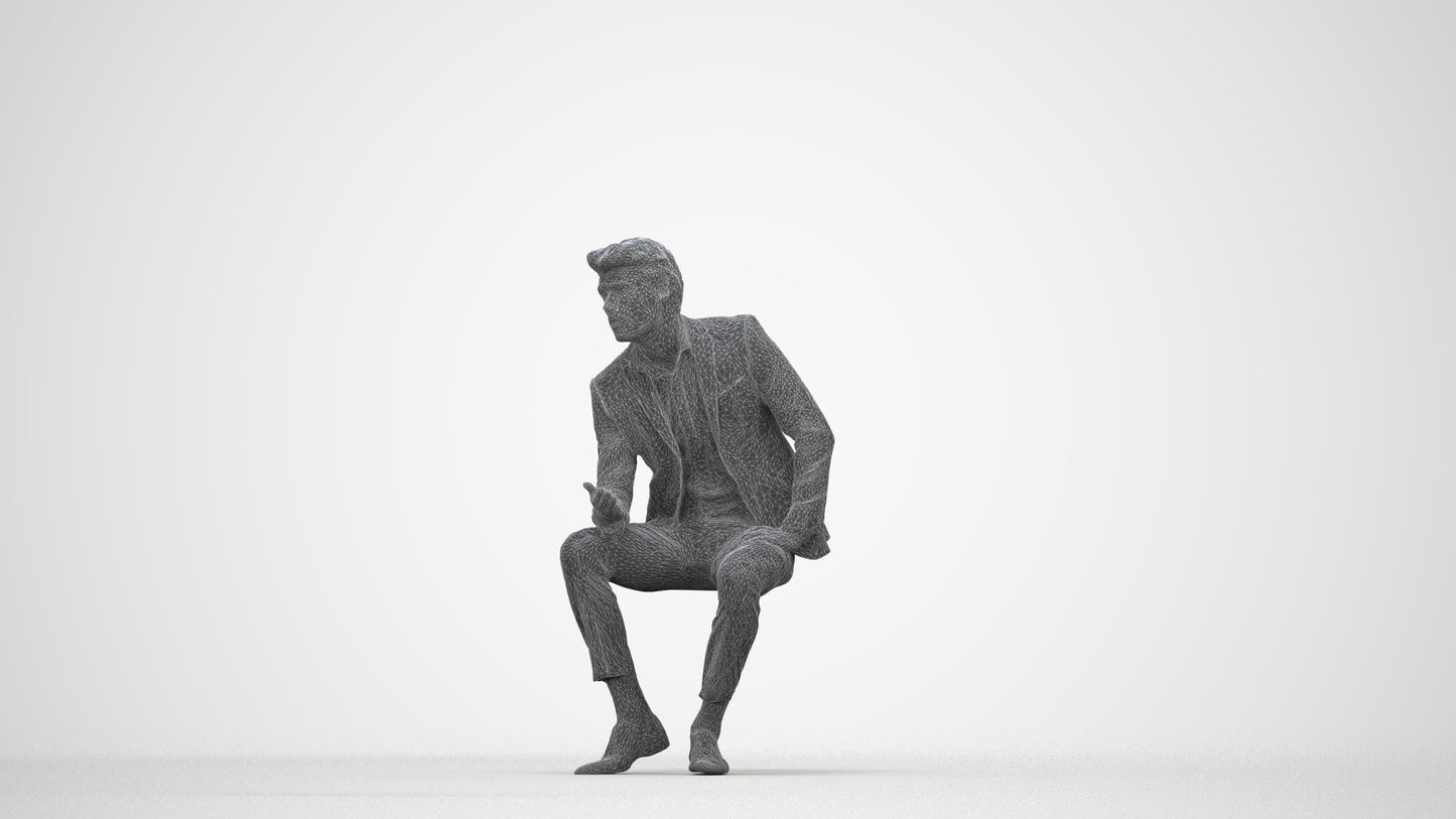 photogrammetry 3D man business, realistic human model archviz FBX, wireframe back view