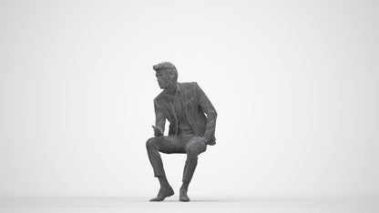 photogrammetry 3D man business, realistic human model archviz FBX, wireframe back view