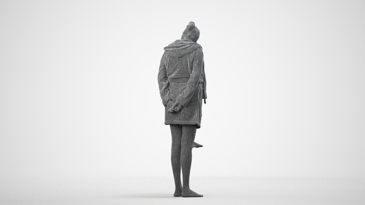 realistic 3D people girl casual kids, render-ready for V-Ray and Corona, FBX OBJ, wireframe side view