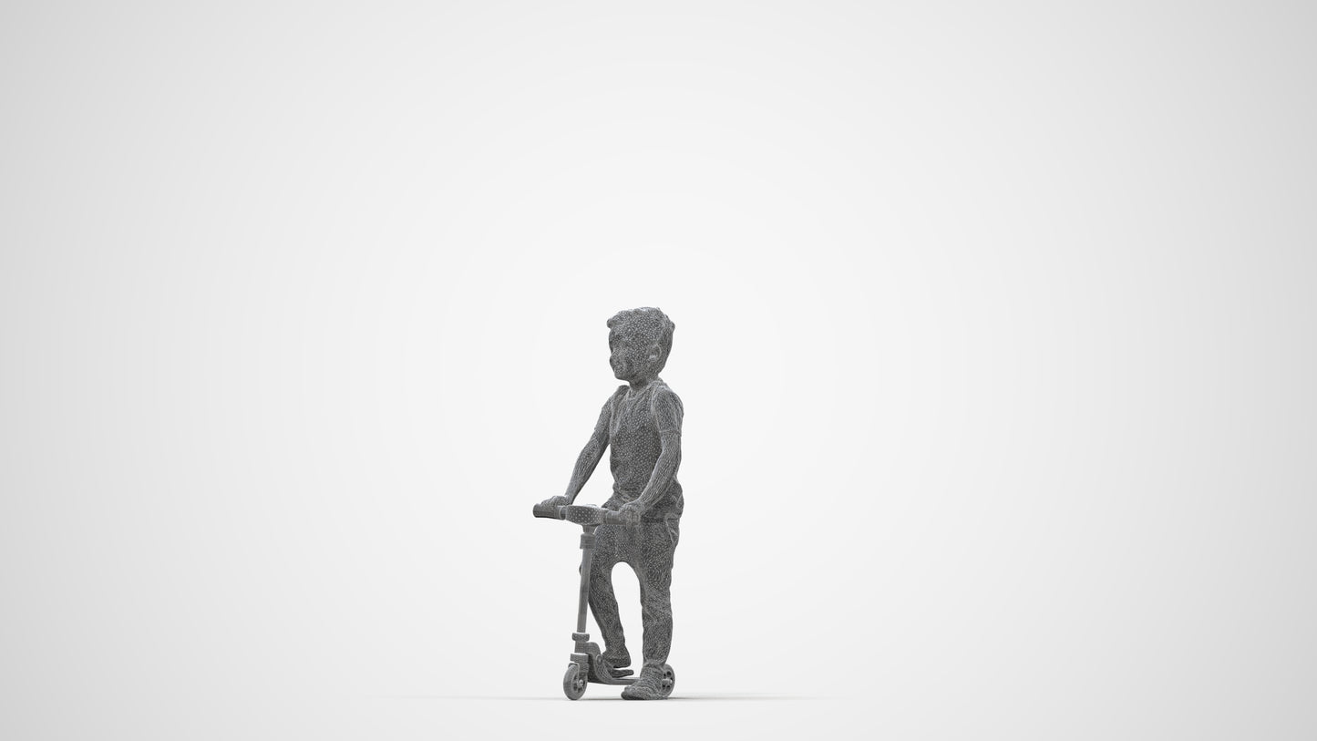3D people model boy casual kids, scanned human for 3ds Max rendering, wireframe back view
