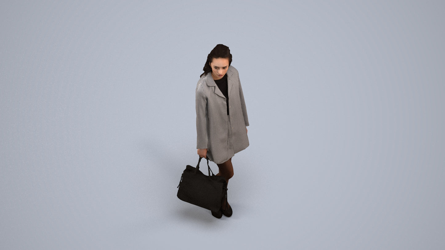 photogrammetry 3D woman business standing, realistic human model archviz FBX, back view render