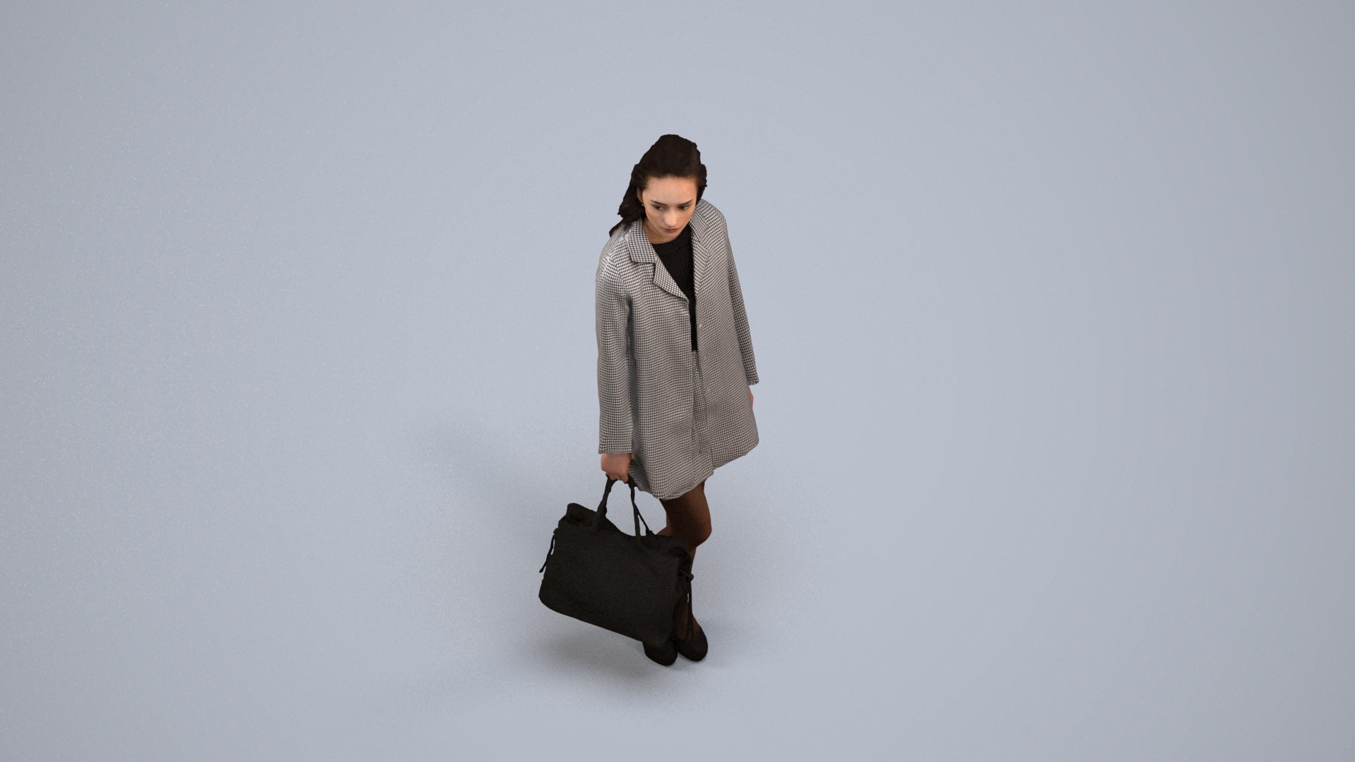 photogrammetry 3D woman business standing, realistic human model archviz FBX, back view render