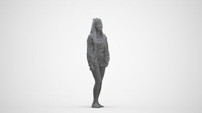 photogrammetry 3D woman casual standing, realistic human model archviz FBX, three-quarter front view render
