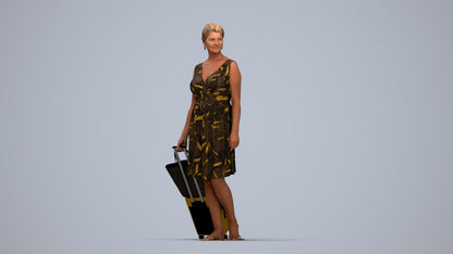photogrammetry 3D woman casual walking, realistic human model archviz FBX, top-down view render