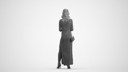 photogrammetry 3D woman formal standing, realistic human model archviz FBX, wireframe front view