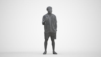 3D scanned man standing casual, photorealistic archviz people for Enscape and SketchUp, three-quarter front view render