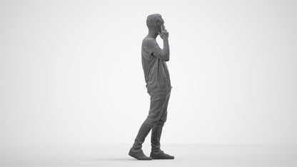 scanned 3D man casual walking, photogrammetry people for Enscape and V-Ray, wireframe side view