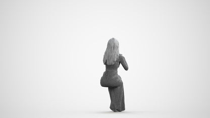 scanned 3D woman business formal, photogrammetry people for Enscape and V-Ray, wireframe front view